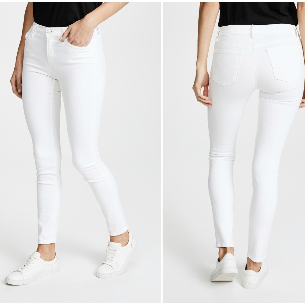 J Brand 811 Mid Rise Skinny Jeans - White